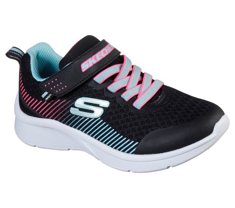 Skechers Flickor Svarta/Ljus Turkos Sneakers - Microspec - Sverige (RSIPT-9627)